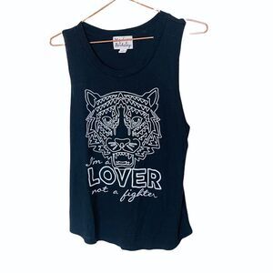 NWOT Madison & Berkeley Black Graphic Tiger Tank Small